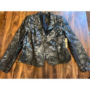 Vtg Carmen Marc Valvo Womens Black Metallic Short Jacket Blazer Size 16 NEW